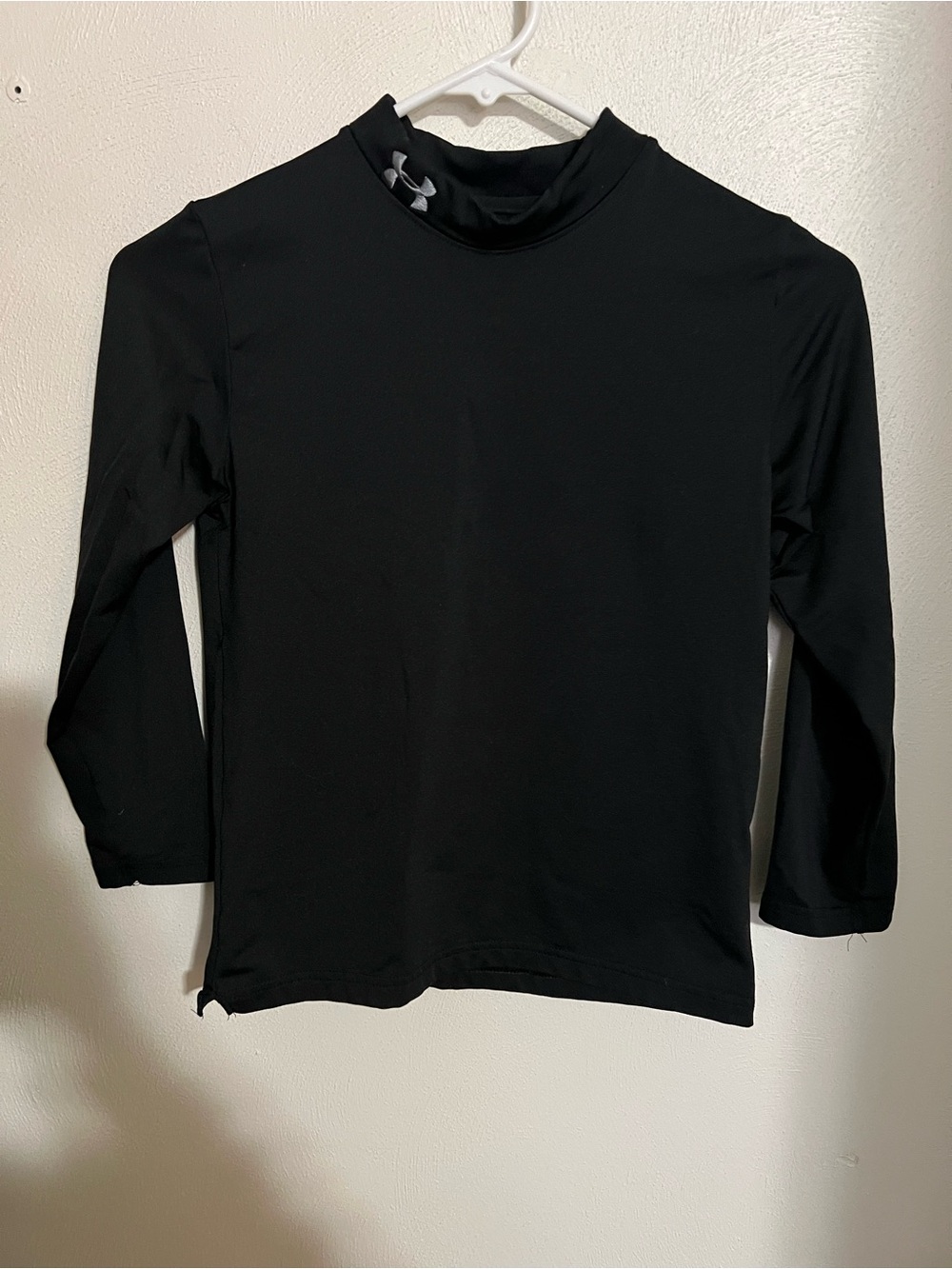 UNDER ARMOUR Cold Gear Mock Neck Athletic Base Layer Black Grey Boy's‎ Size 7